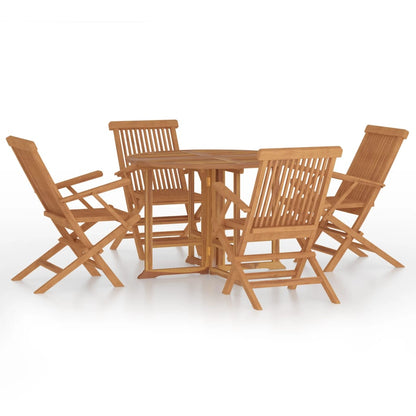 5 Piece Folding Outdoor Dining Set Solid Wood Teak