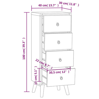 Chest of Drawers 40x30x100 cm Solid Wood Teak