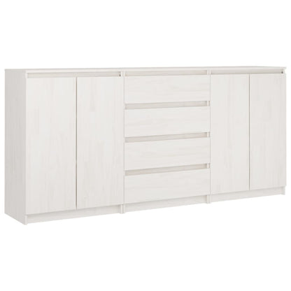 Side Cabinets 3 pcs White Solid Pinewood