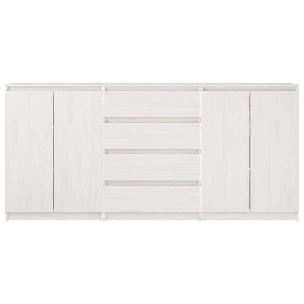 Side Cabinets 3 pcs White Solid Pinewood