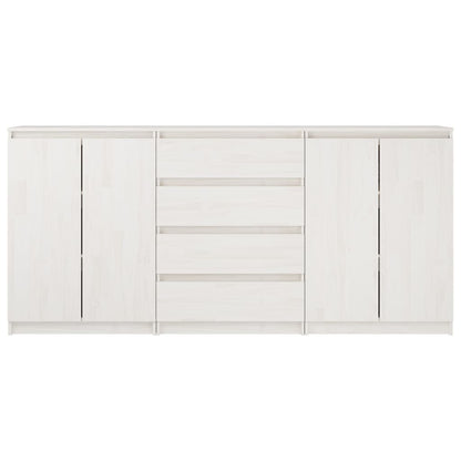 Side Cabinets 3 pcs White Solid Pinewood