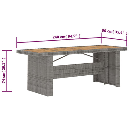 7 Piece Garden Dining Set with Cushions Grey Poly Rattan