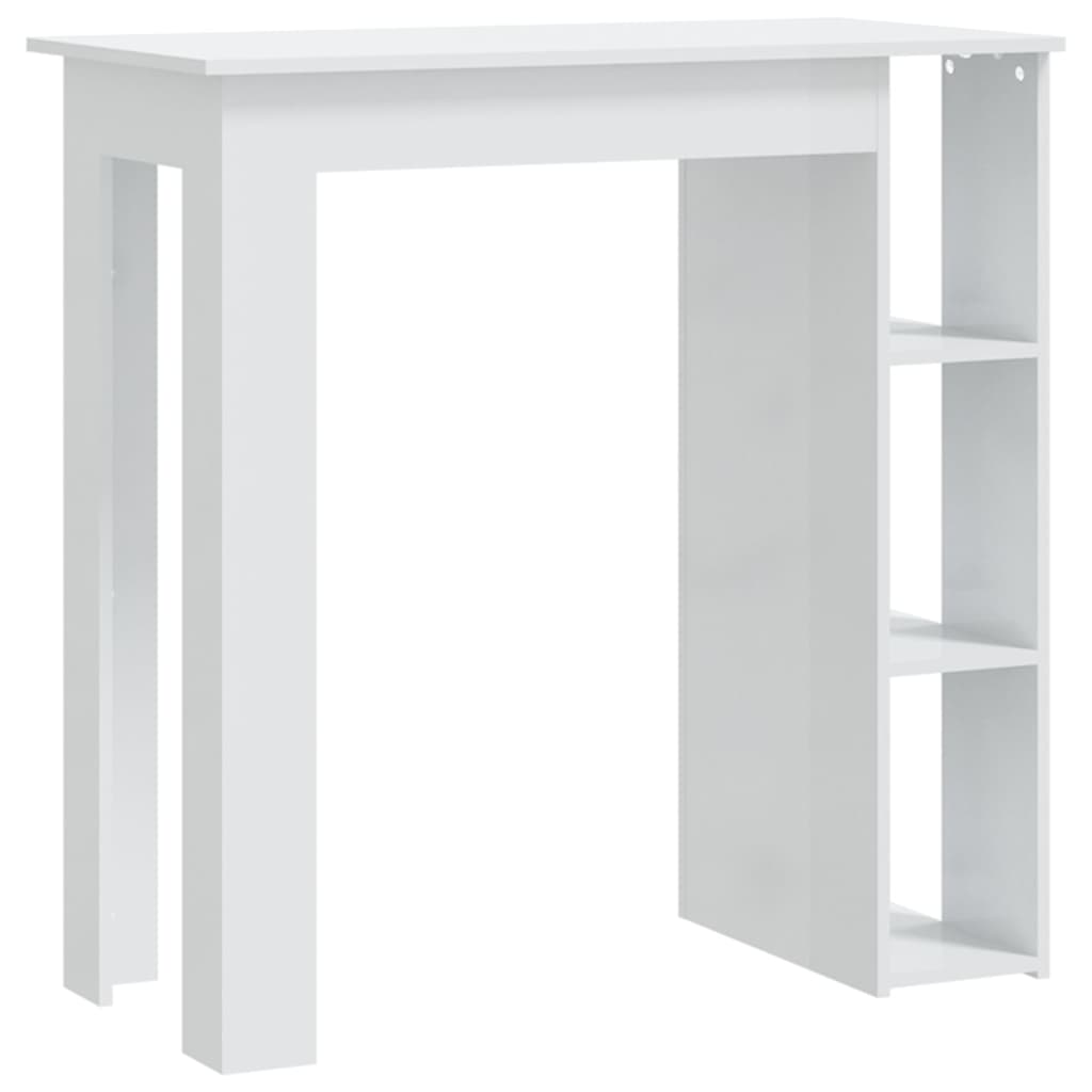 Bar Table with Shelf High Gloss White 102x50x103.5 cm Engineered Wood