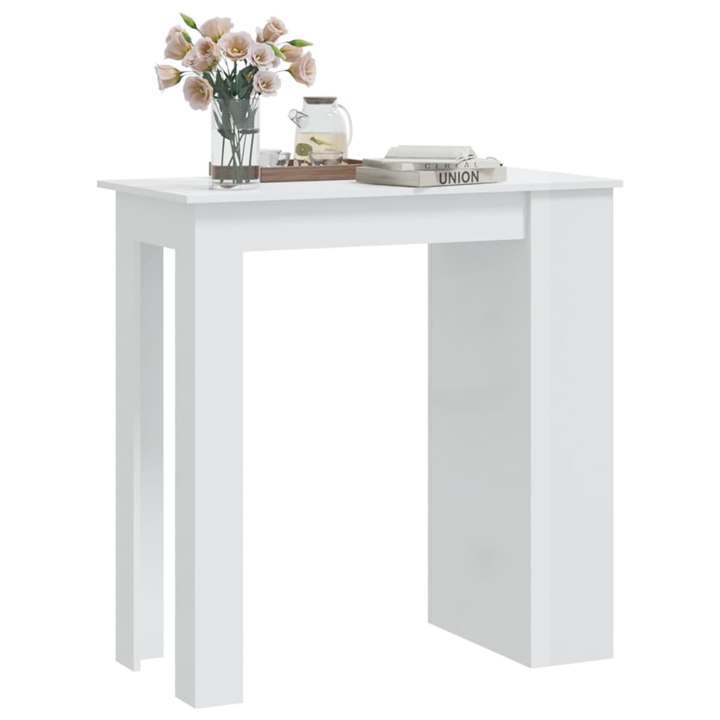 Bar Table with Storage Rack High Gloss White 102x50x103.5 cm