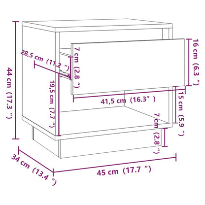 Bedside Cabinet White 45x34x44 cm Engineered Wood