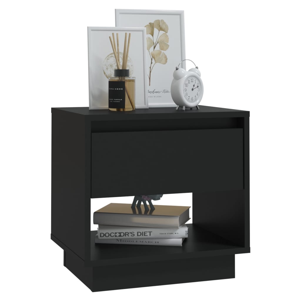 Bedside Cabinet Black 45x34x44 cm Engineered Wood