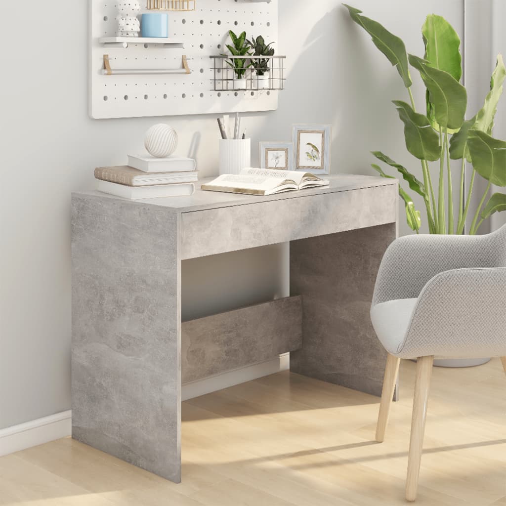 Desk Concrete Grey 101x50x76.5 cm Engineered Wood