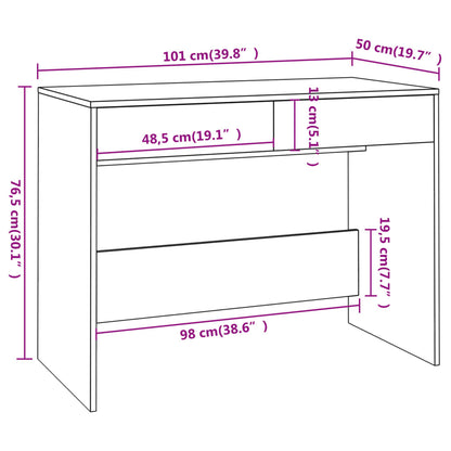 Desk Concrete Grey 101x50x76.5 cm Engineered Wood