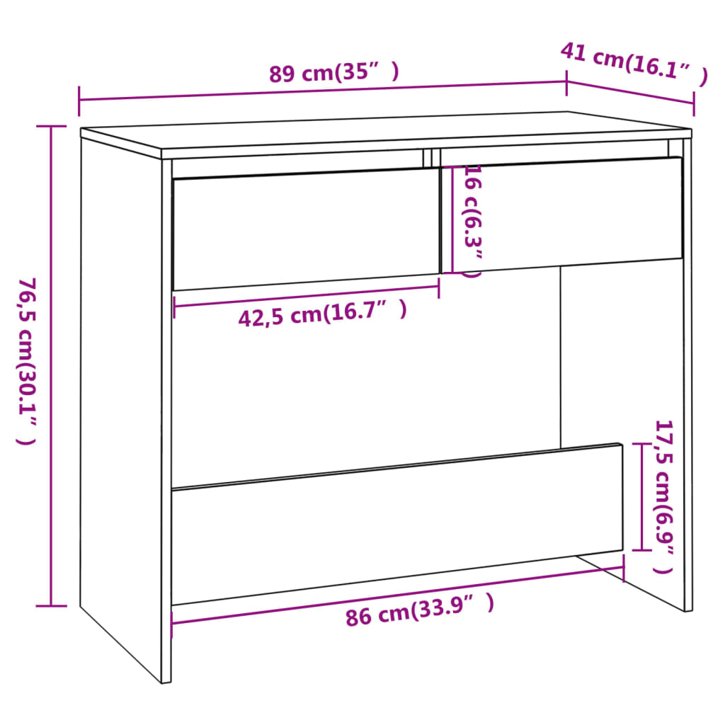 Console Table White 89x41x76.5 cm Steel