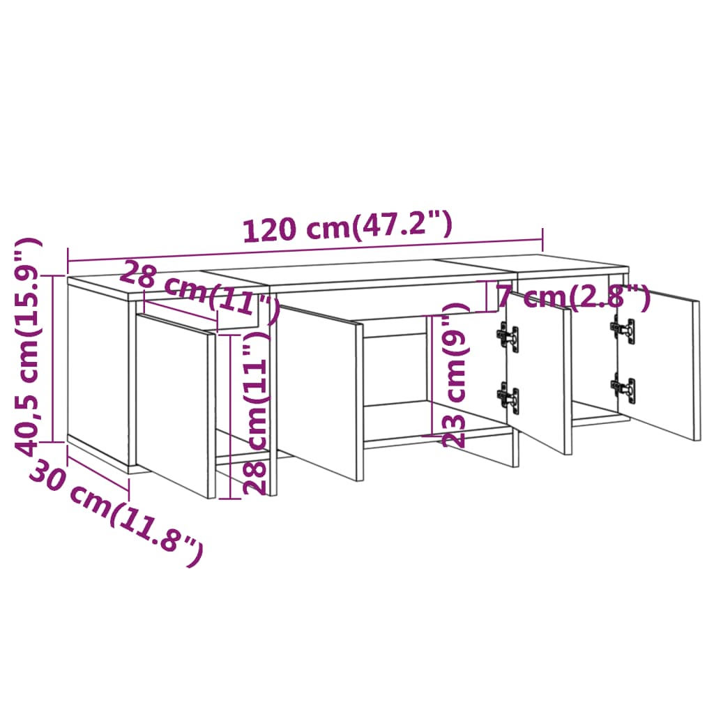 TV Cabinet High Gloss White 120x30x40.5 cm Engineered Wood