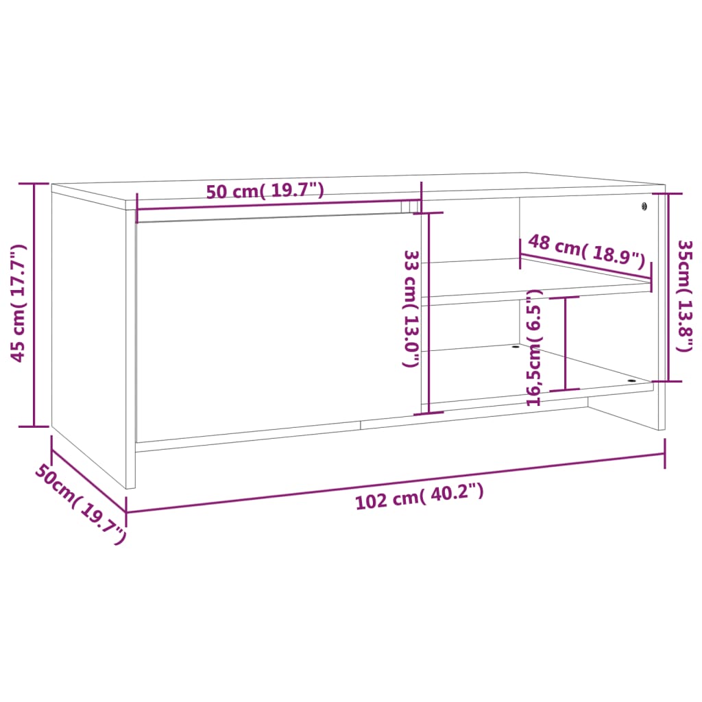 Coffee Table Sonoma Oak 102x50x45 cm Engineered Wood