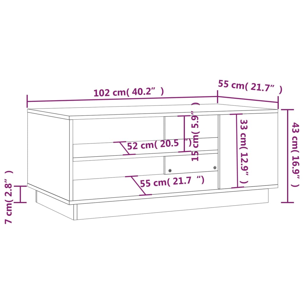 Coffee Table Sonoma Oak 102x55x43 cm Engineered Wood