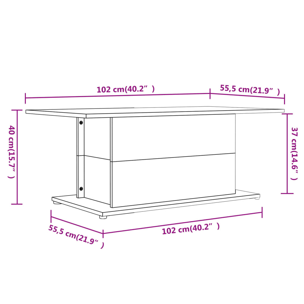 Coffee Table Concrete Grey 102x55.5x40 cm Engineered Wood