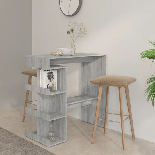 Bar Table with Storage Rack Grey Sonoma 100x50x101.5 cm