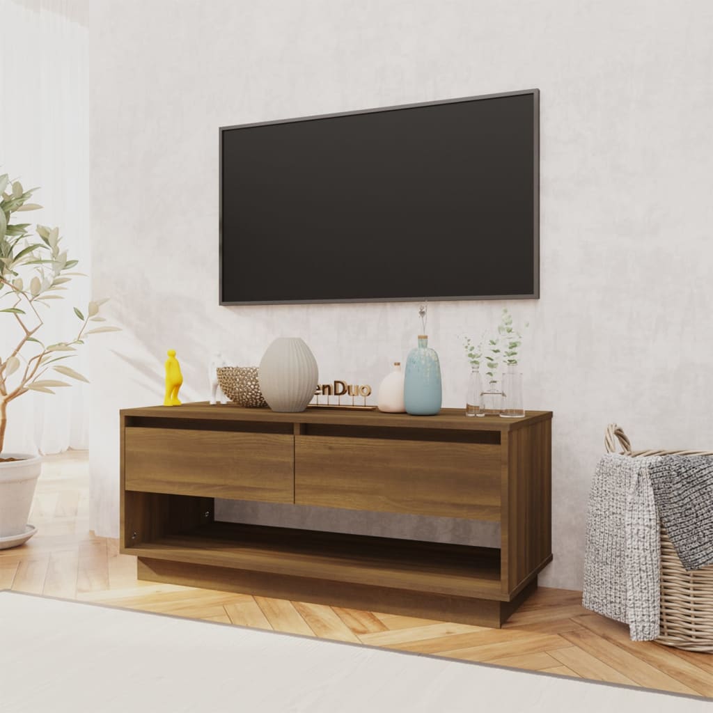 TV Cabinet Brown Oak 102x41x44 cm Engineered Wood