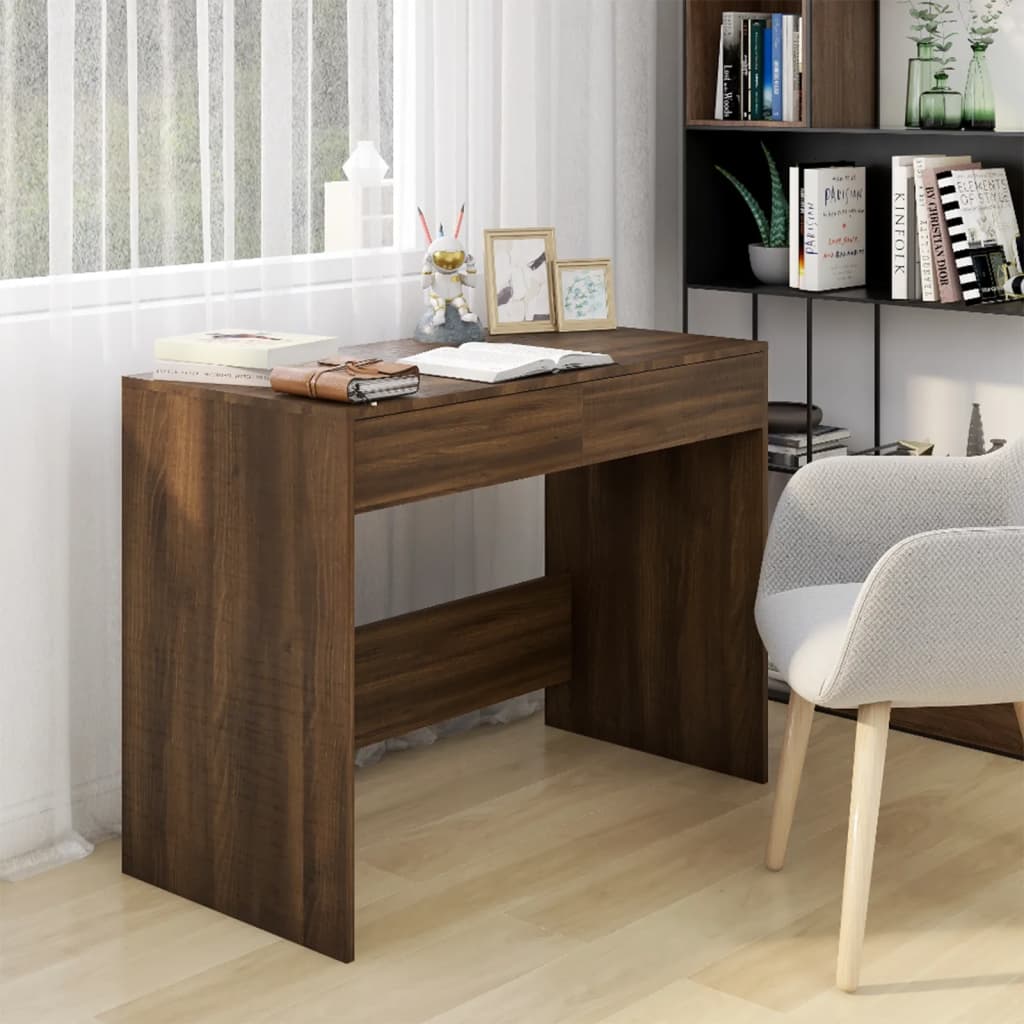 Desk Brown Oak 101x50x76.5 cm Engineered Wood