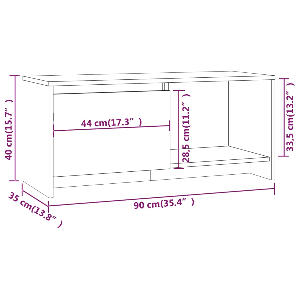 TV Cabinet Smoked Oak 90x35x40 cm Engineered Wood