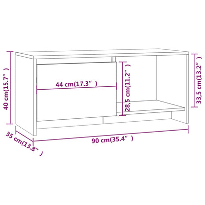 TV Cabinet Smoked Oak 90x35x40 cm Engineered Wood