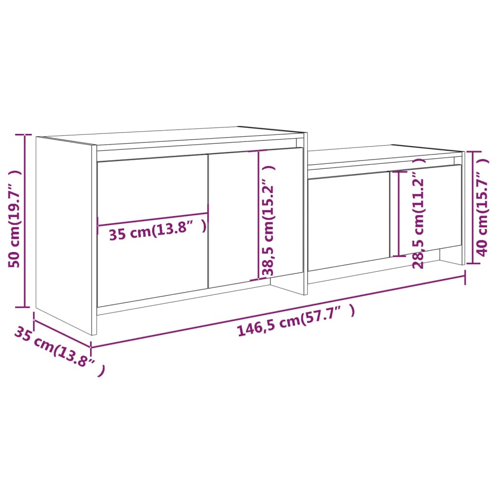 TV Cabinet Smoked Oak 146.5x35x50 cm Engineered Wood