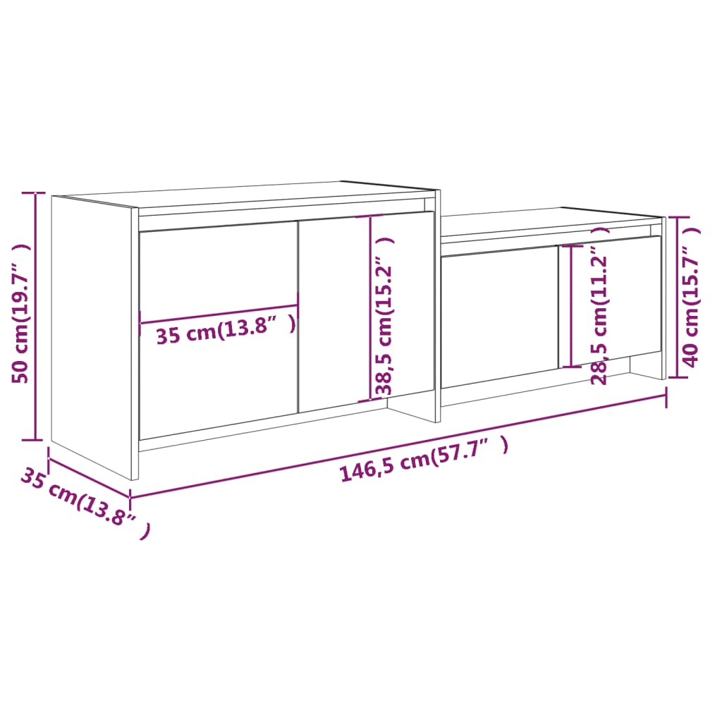 TV Cabinet Grey Sonoma 146.5x35x50 cm Engineered Wood