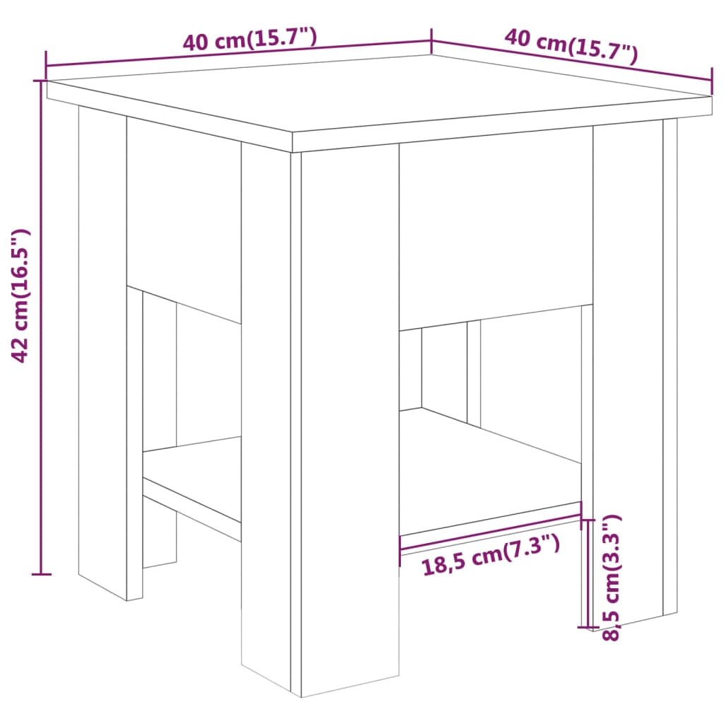 Coffee Table Grey Sonoma 40x40x42 cm Engineered wood