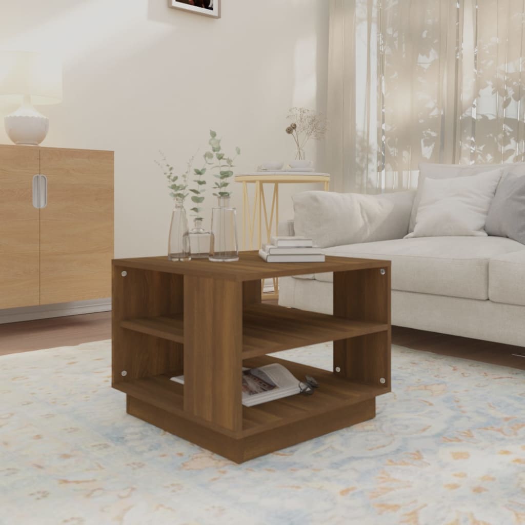 Coffee Table Brown Oak 55x55x43 cm Engineered Wood