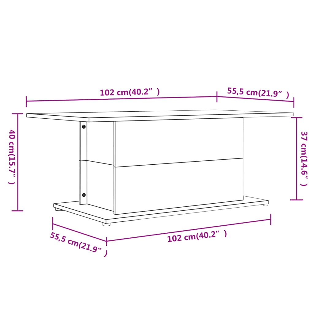 Coffee Table Grey Sonoma 102x55.5x40 cm Engineered Wood