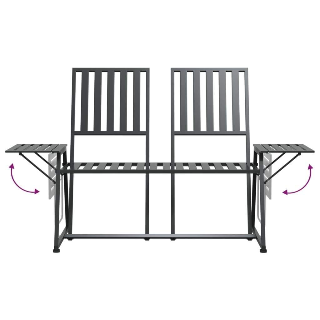 2-Seater Garden Bench 165 cm Black Steel