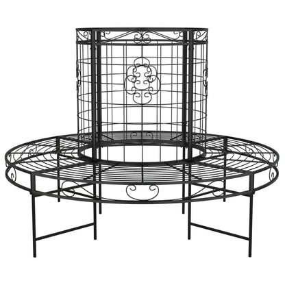 Round Tree Bench Ø137 cm Black Steel