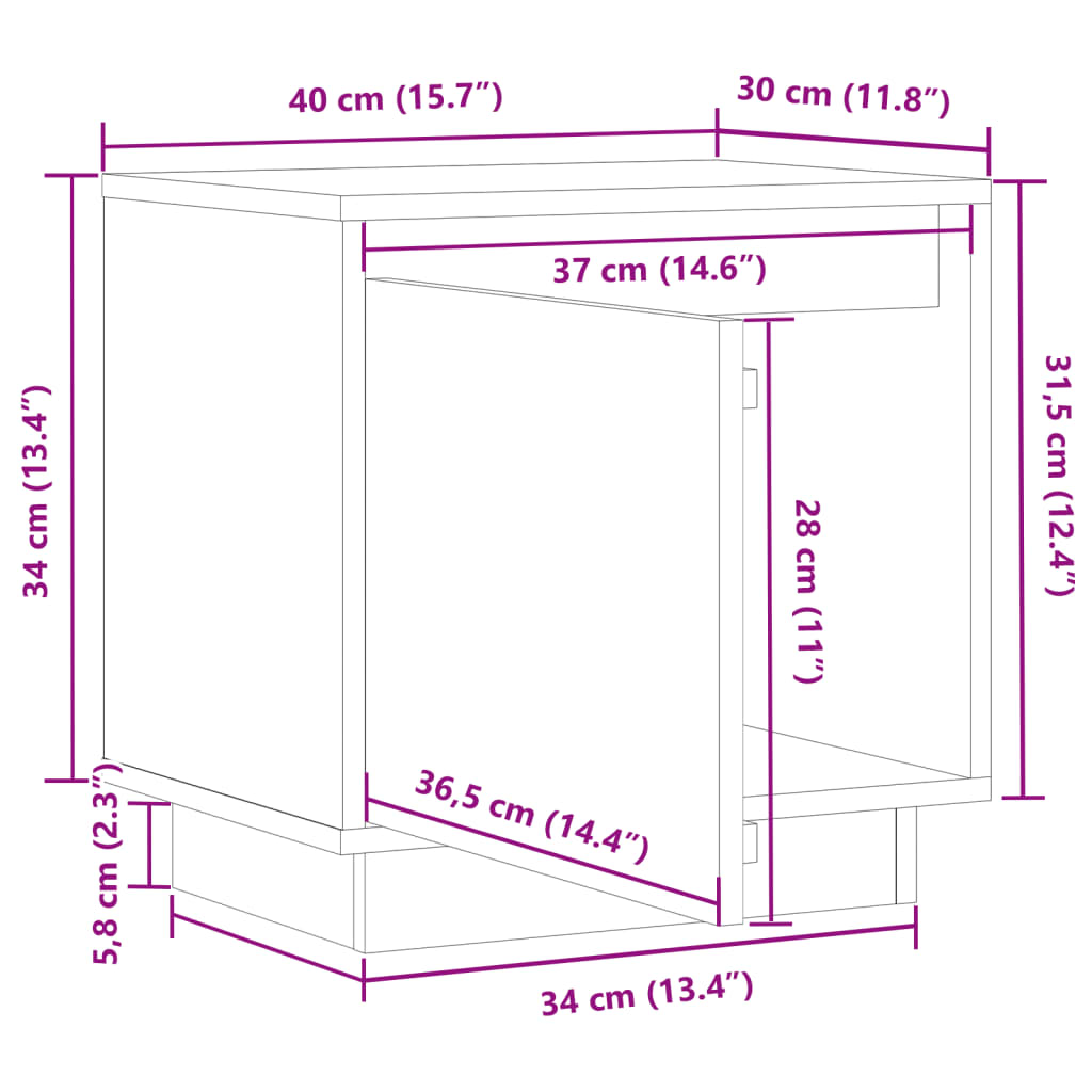 Bedside Cabinets 2 pcs Grey 40x30x40 cm Solid Wood Pine