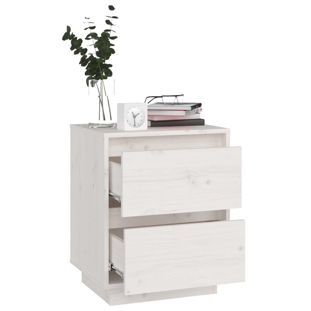 Bedside Cabinet White 40x35x50 cm Solid Wood Pine