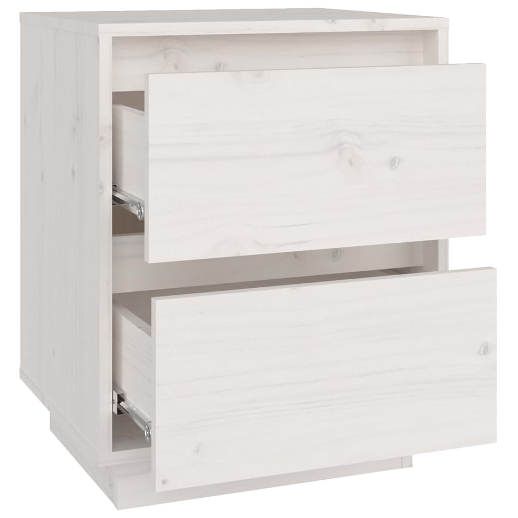 Bedside Cabinet White 40x35x50 cm Solid Wood Pine