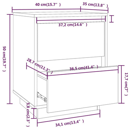 Bedside Cabinet White 40x35x50 cm Solid Wood Pine