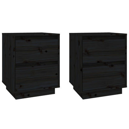 Bedside Cabinets 2 pcs Black 40x35x50 cm Solid Wood Pine