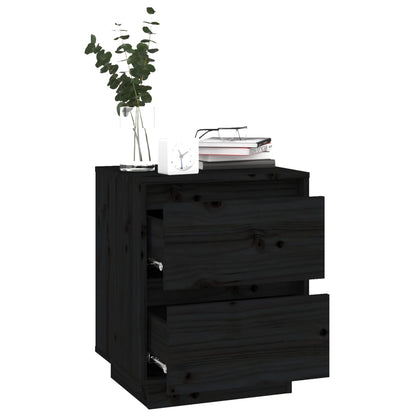 Bedside Cabinets 2 pcs Black 40x35x50 cm Solid Wood Pine