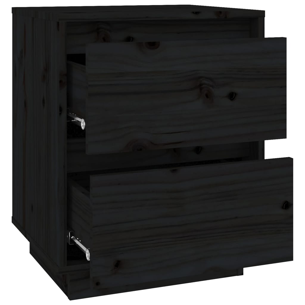 Bedside Cabinets 2 pcs Black 40x35x50 cm Solid Wood Pine