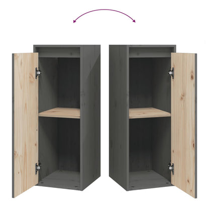 Wall Cabinets 2 pcs Grey 30x30x80 cm Solid Wood Pine