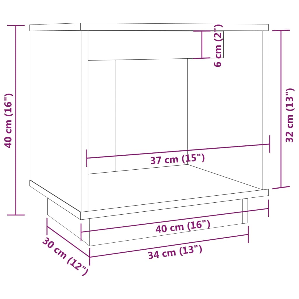 Bedside Cabinet Grey 40x30x40 cm Solid Wood Pine