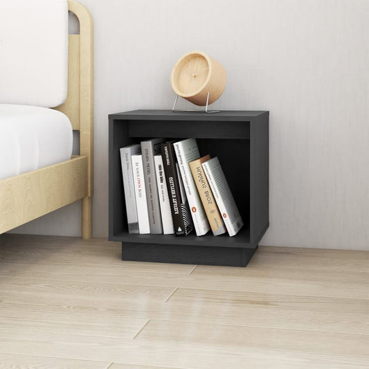 Bedside Cabinet Grey 40x30x40 cm Solid Wood Pine