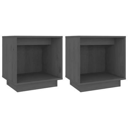 Bedside Cabinets 2 pcs Grey 40x30x40 cm Solid Wood Pine