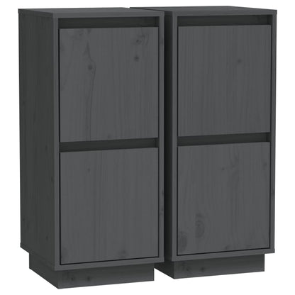 Sideboards 2 pcs Grey 31.5x34x75 cm Solid Wood Pine