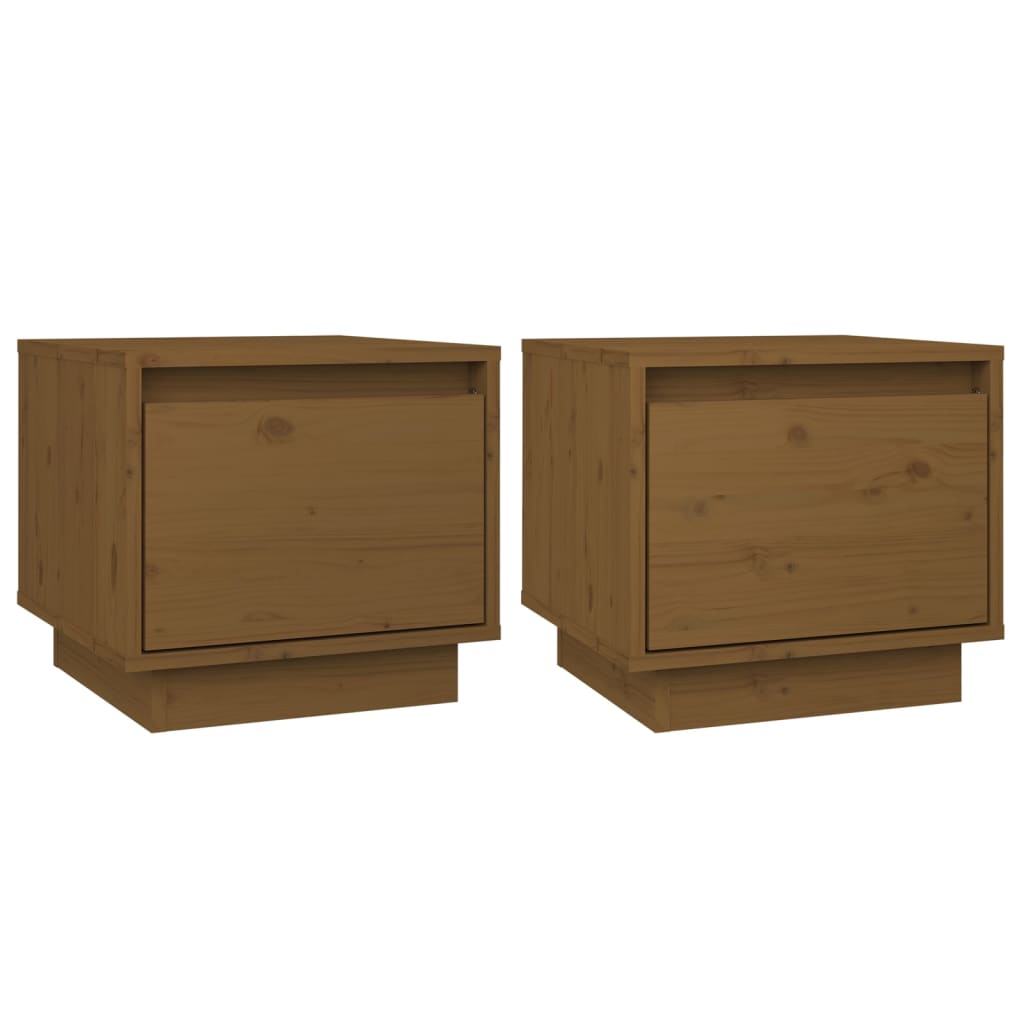 Bedside Cabinets 2 pcs Honey Brown 35x34x32 cm Solid Wood Pine