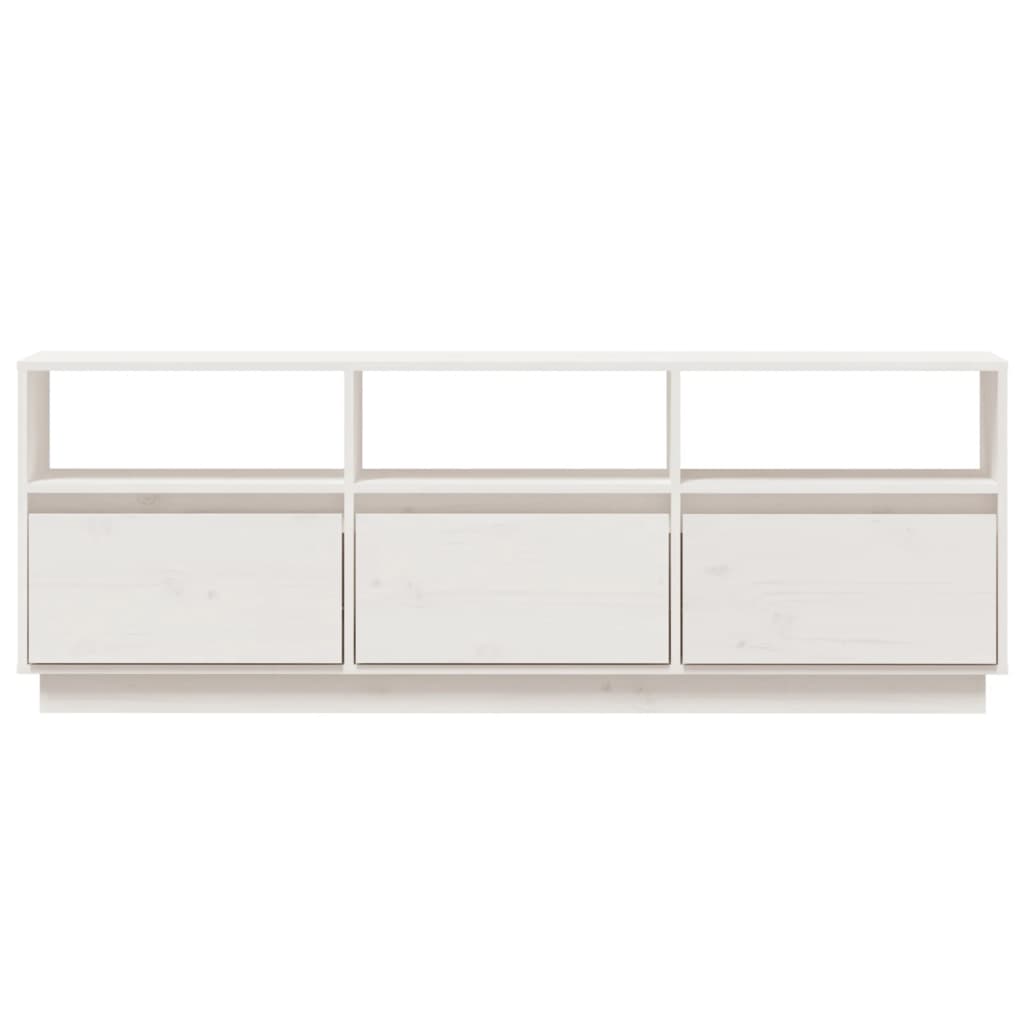 TV Cabinet White 140x37x50 cm Solid Wood Pine