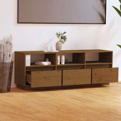 TV Cabinet Honey Brown 140x37x50 cm Solid Wood Pine