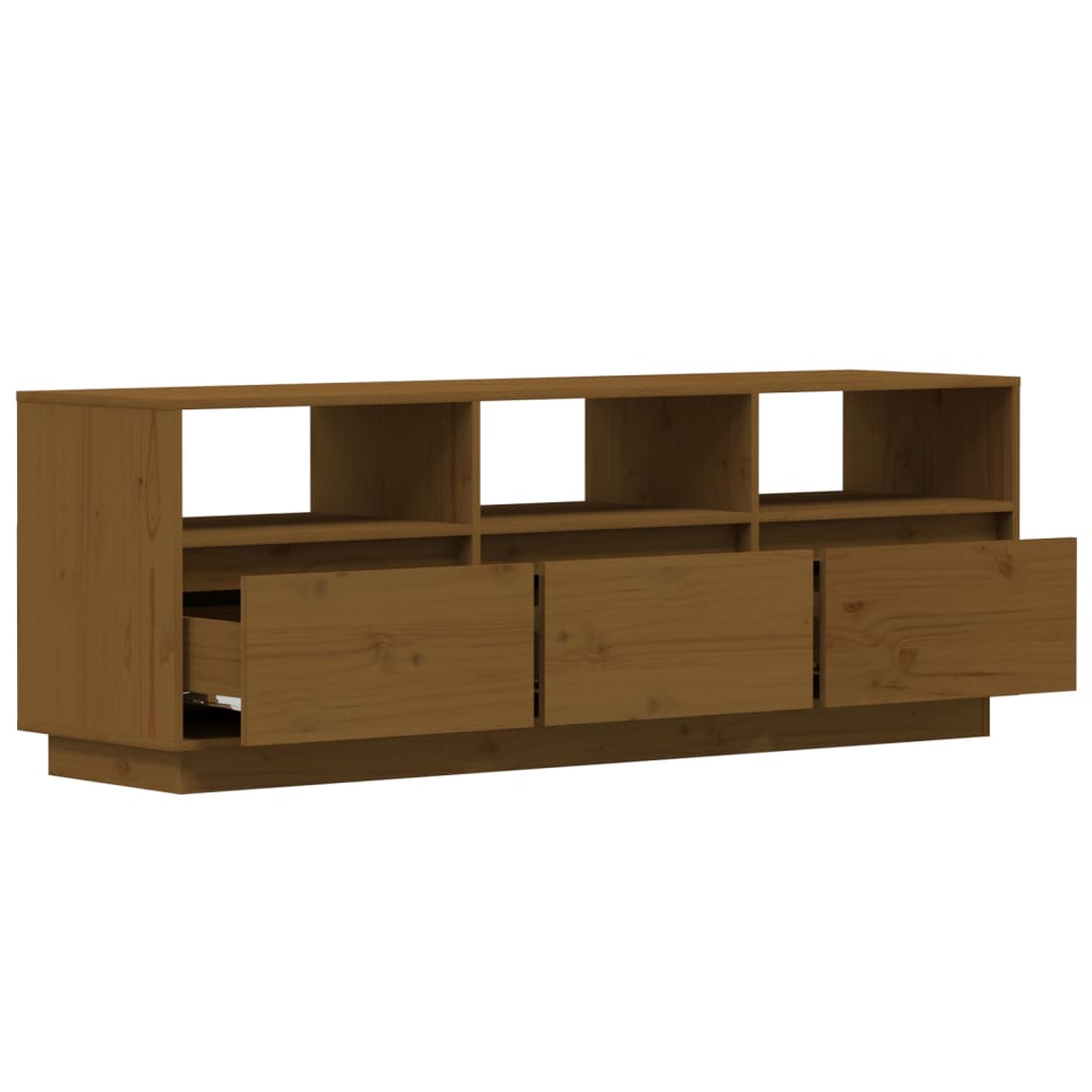 TV Cabinet Honey Brown 140x37x50 cm Solid Wood Pine