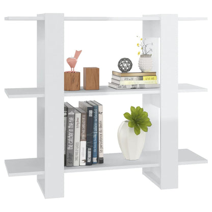 Book Cabinet/Room Divider High Gloss White 100x30x87 cm