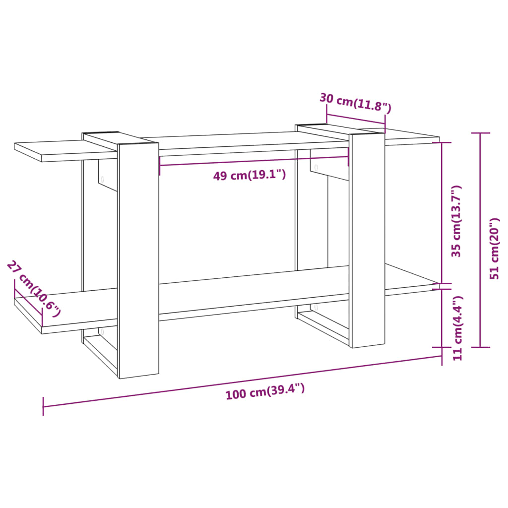 Book Cabinet High Gloss White 100x30x51 cm Engineered Wood