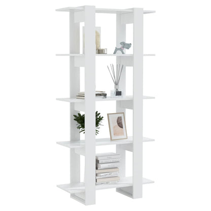 Book Cabinet/Room Divider High Gloss White 80x30x160 cm