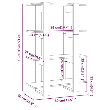 Book Cabinet/Room Divider Black 80x30x123.5 cm