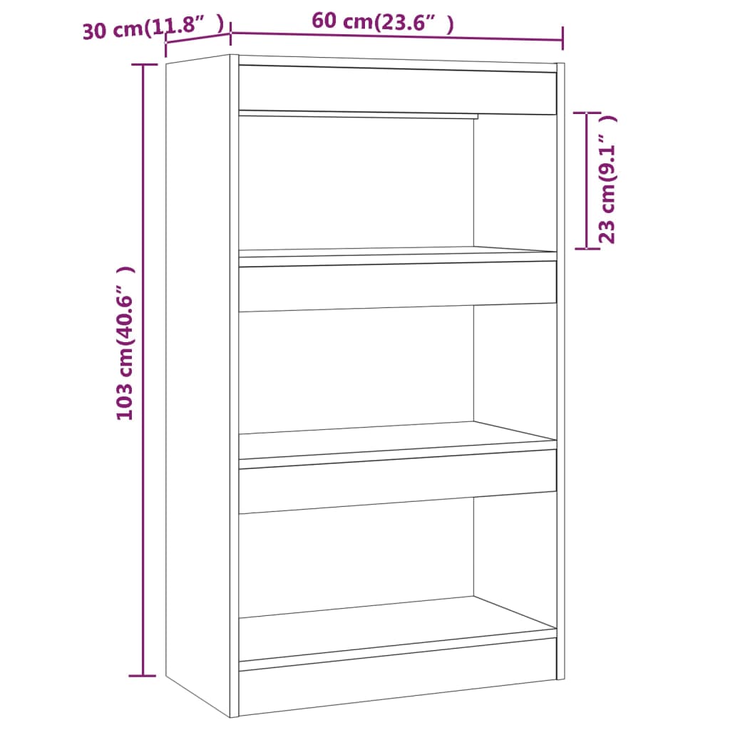 Book Cabinet/Room Divider Concrete Grey 60x30x103 cm Engineered Wood